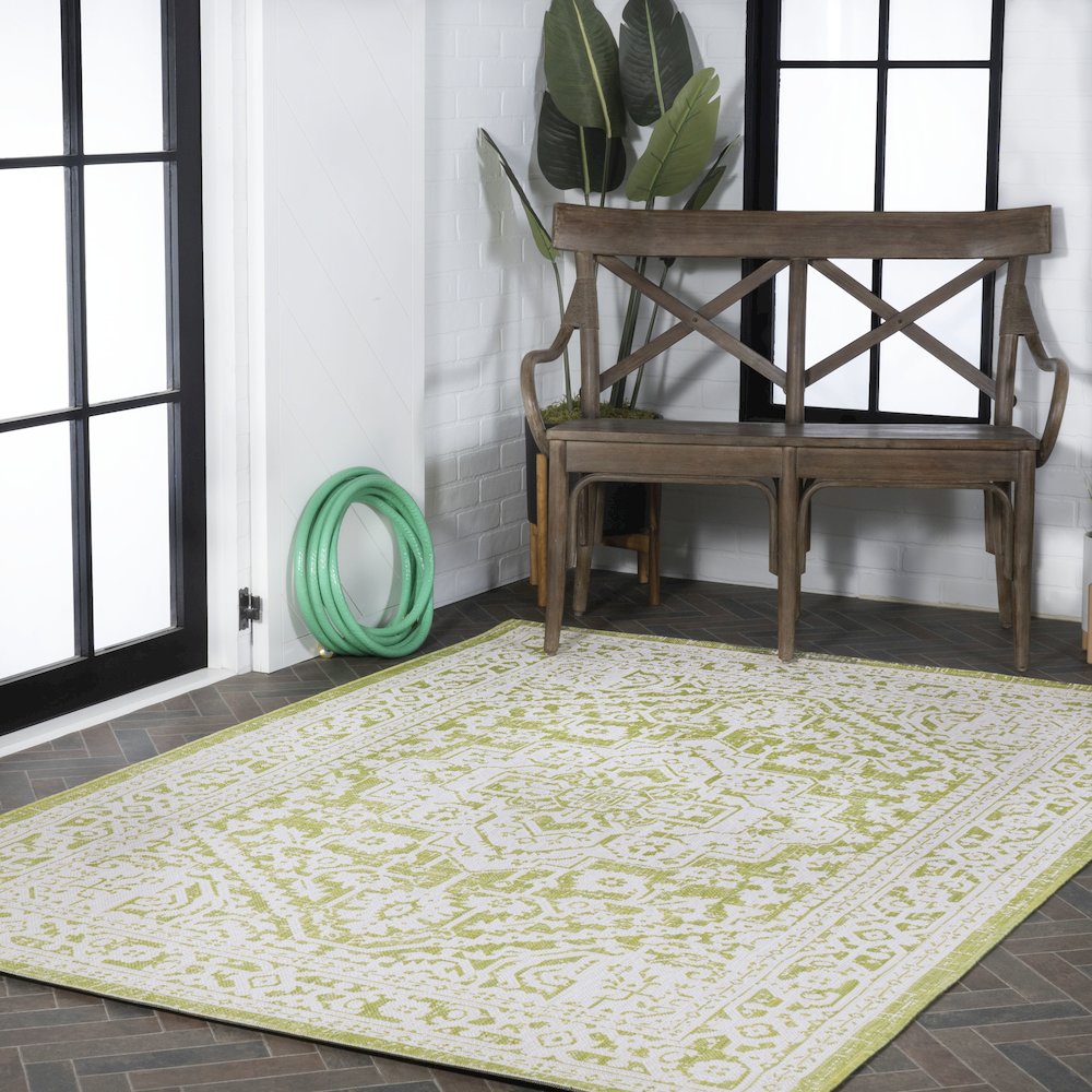 Sinjuri Medallion Textured Weave Indoor/Outdoor Area Rug