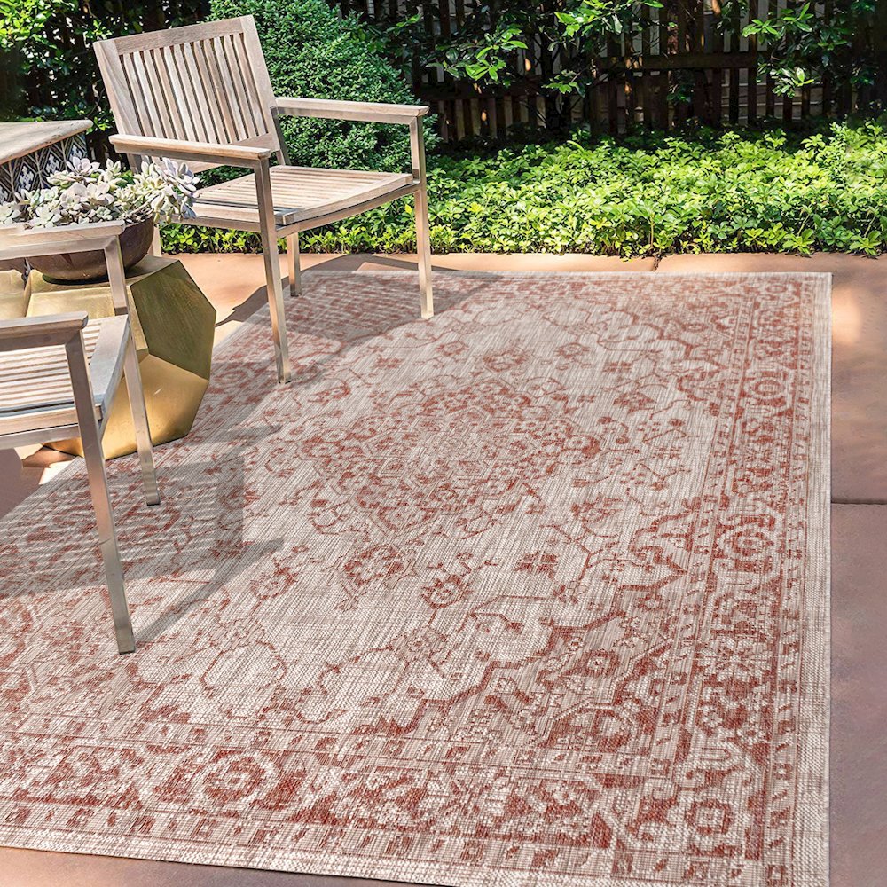 Rozetta Boho Medallion Textured Weave Indoor/Outdoor Area Rug