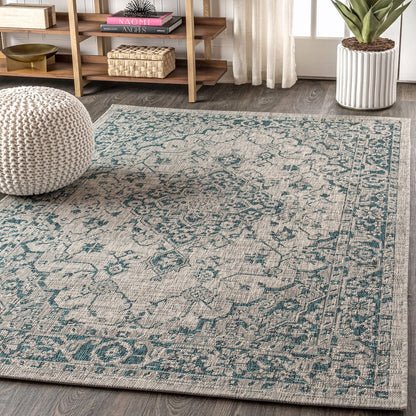 Rozetta Boho Medallion Textured Weave Indoor/Outdoor Area Rug