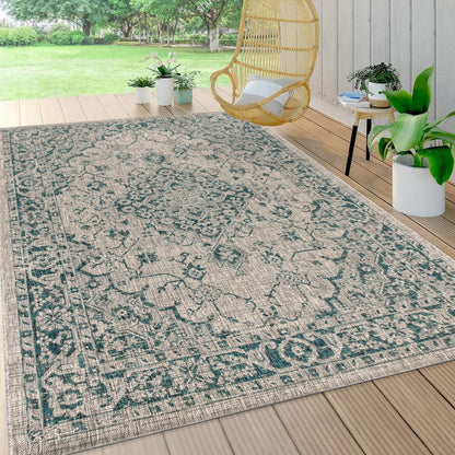 Rozetta Boho Medallion Textured Weave Indoor/Outdoor Area Rug