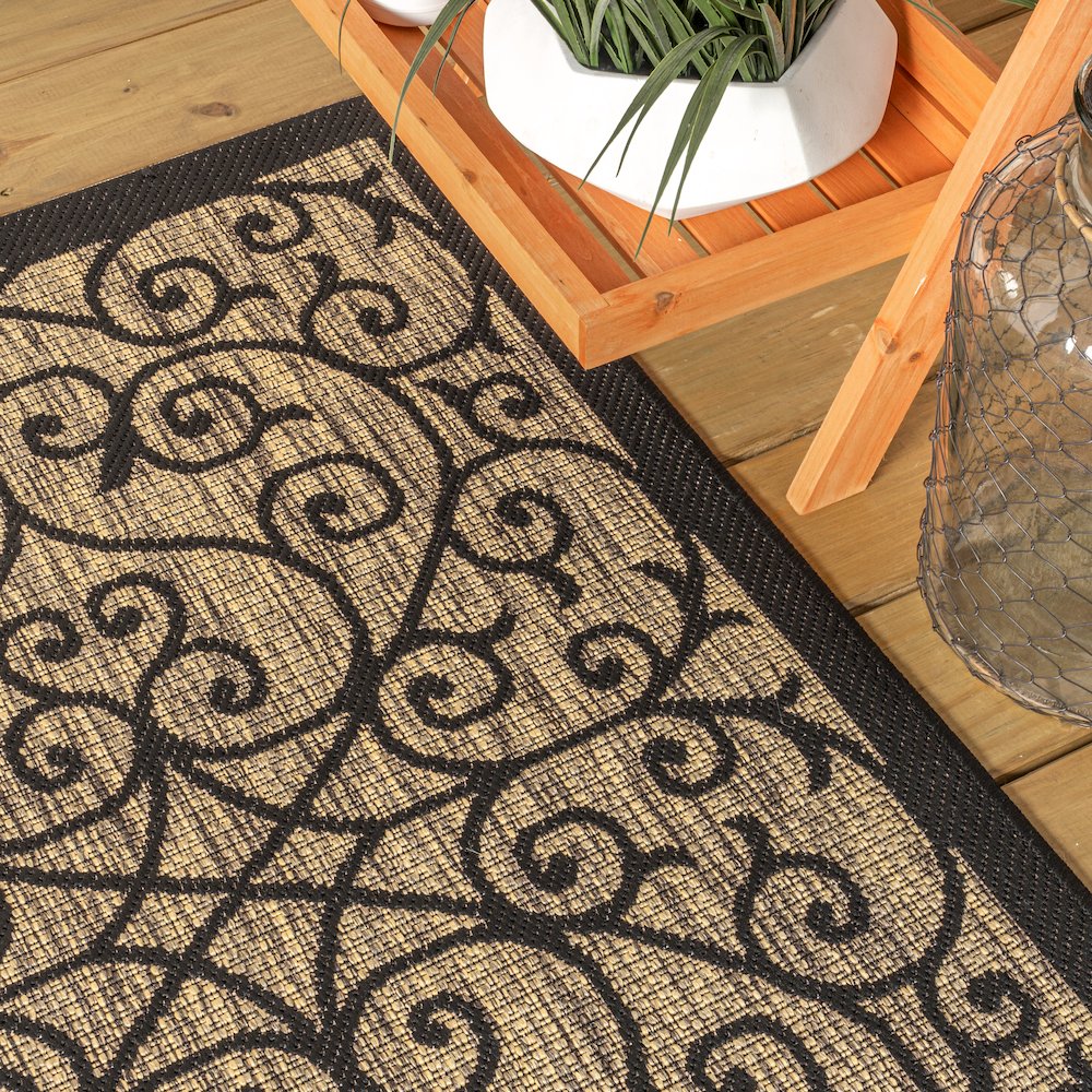 Madrid Vintage Filigree Textured Weave Indoor/Outdoor Runner Rug