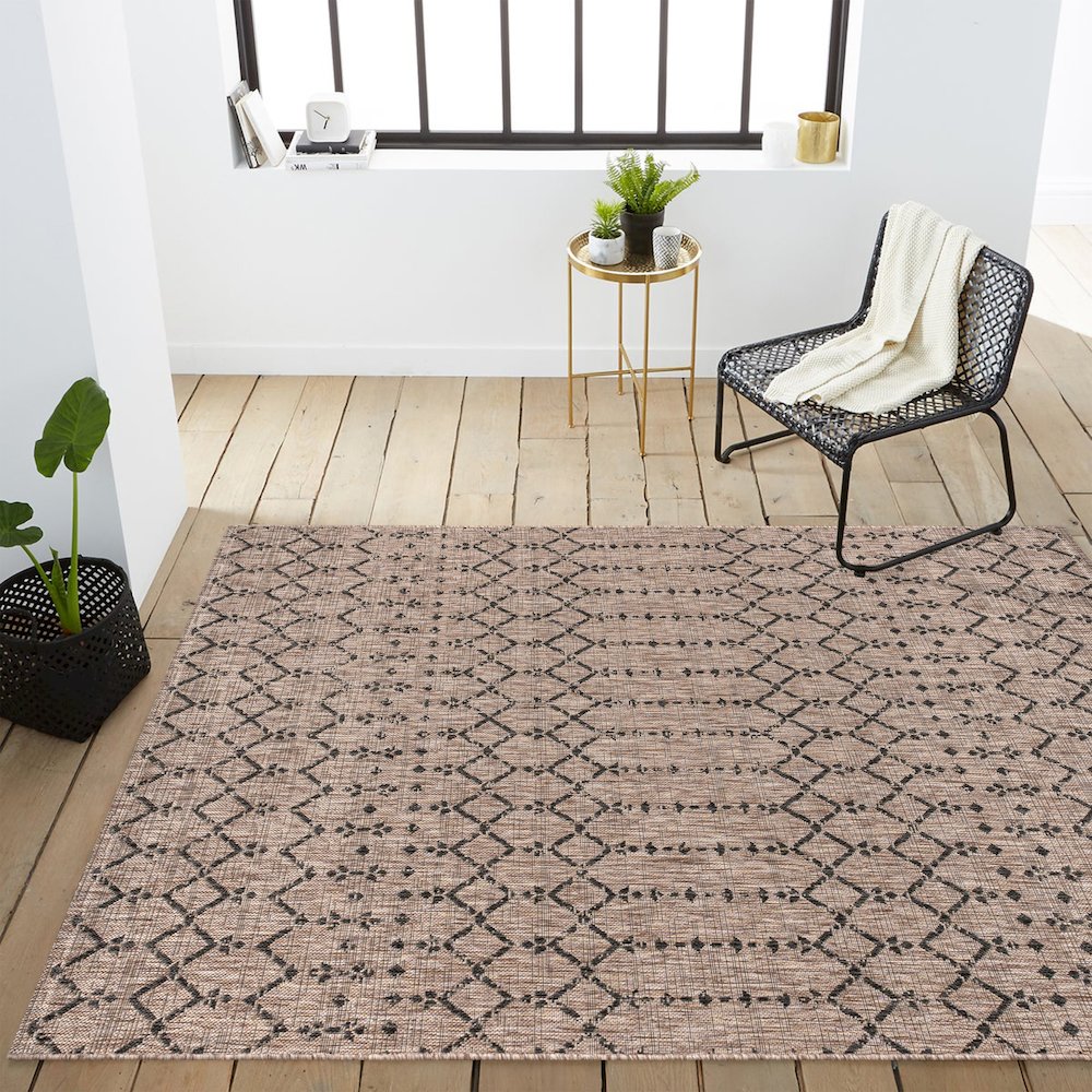 Ourika Moroccan Geometric Textured Weave Indoor/Outdoor Area Rug