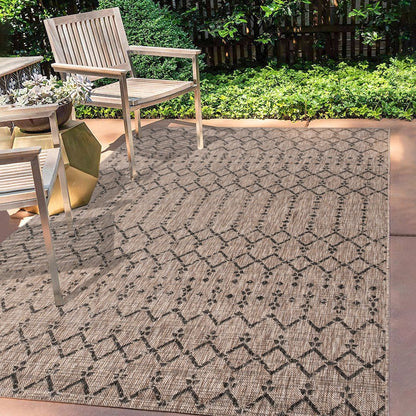 Ourika Moroccan Geometric Textured Weave Indoor/Outdoor Area Rug