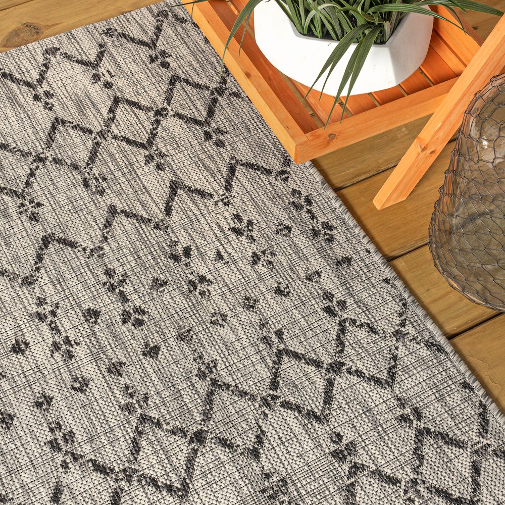 Ourika Moroccan Geometric Textured Weave Indoor/Outdoor Runner Rug