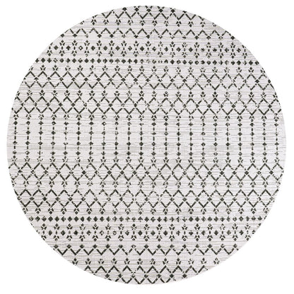 Ourika Moroccan Geometric Textured Weave Indoor/Outdoor Round Rug