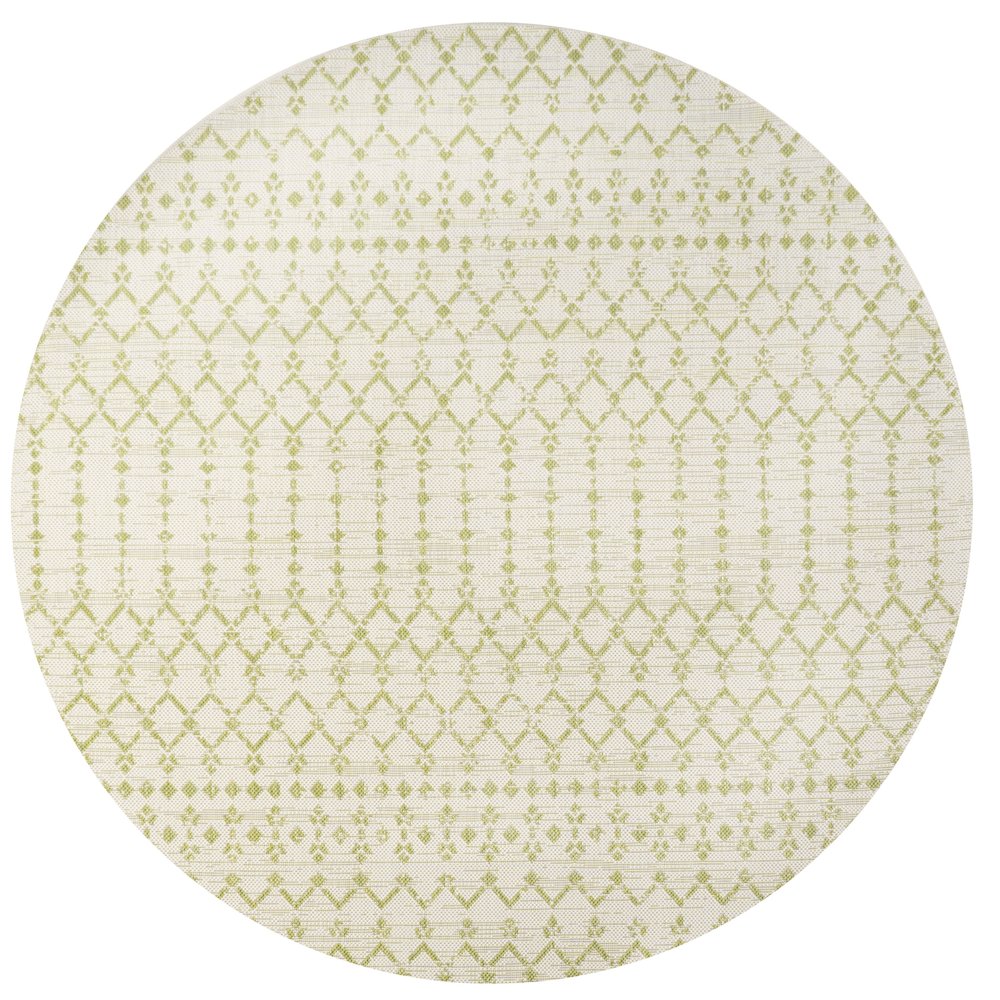 Ourika Moroccan Geometric Textured Weave Indoor/Outdoor Round Rug