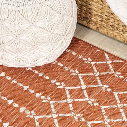 Ourika Moroccan Geometric Textured Weave Indoor/Outdoor Runner Rug