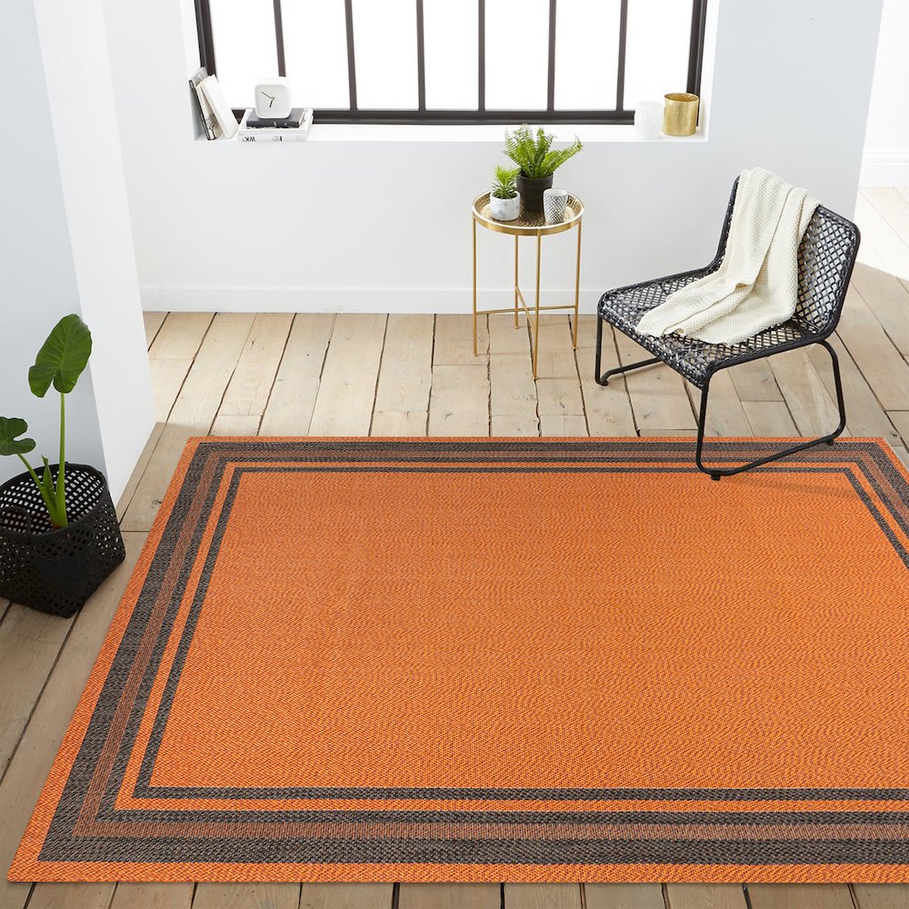 James Modern Border Stripe Indoor/Outdoor Area Rug