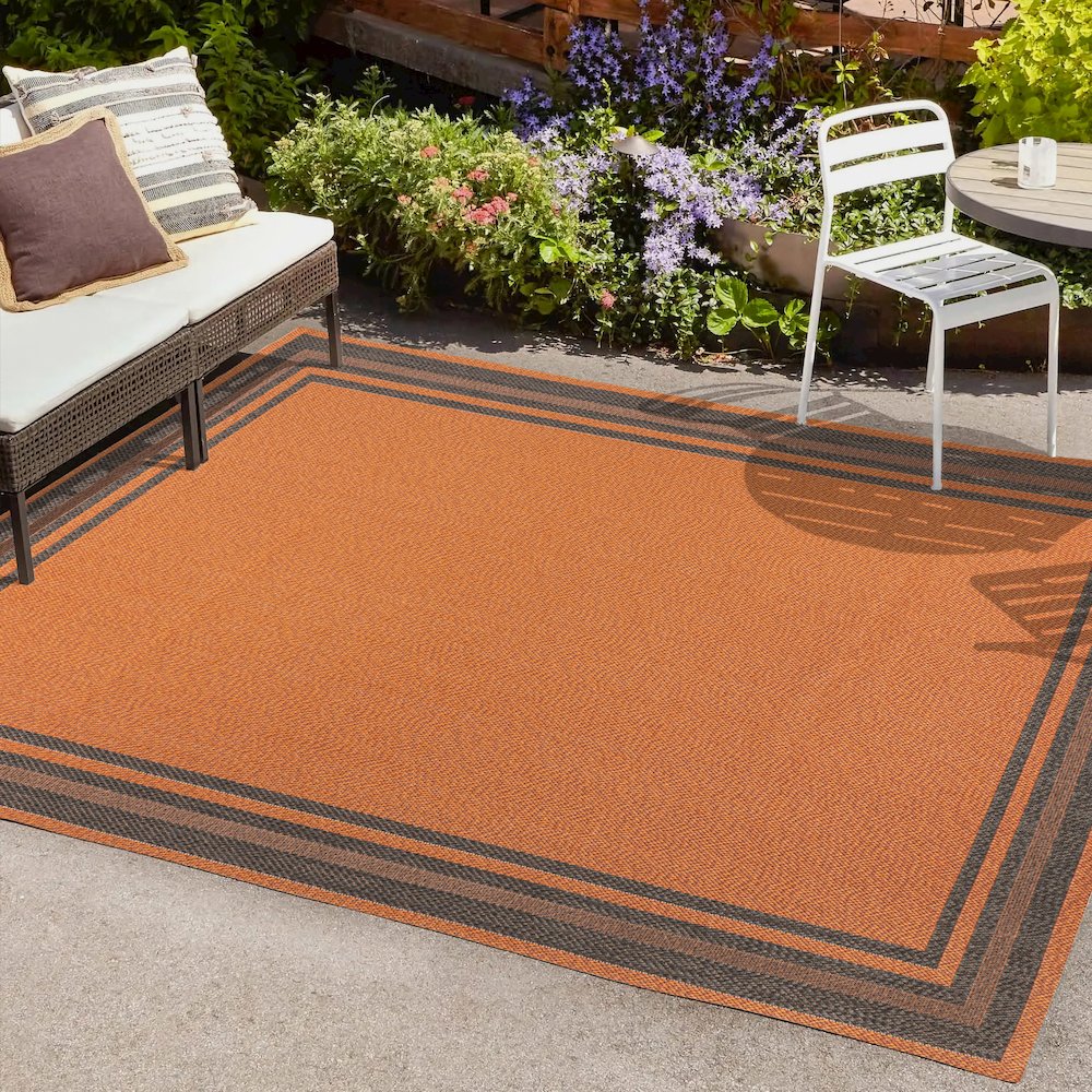 James Modern Border Stripe Indoor/Outdoor Area Rug