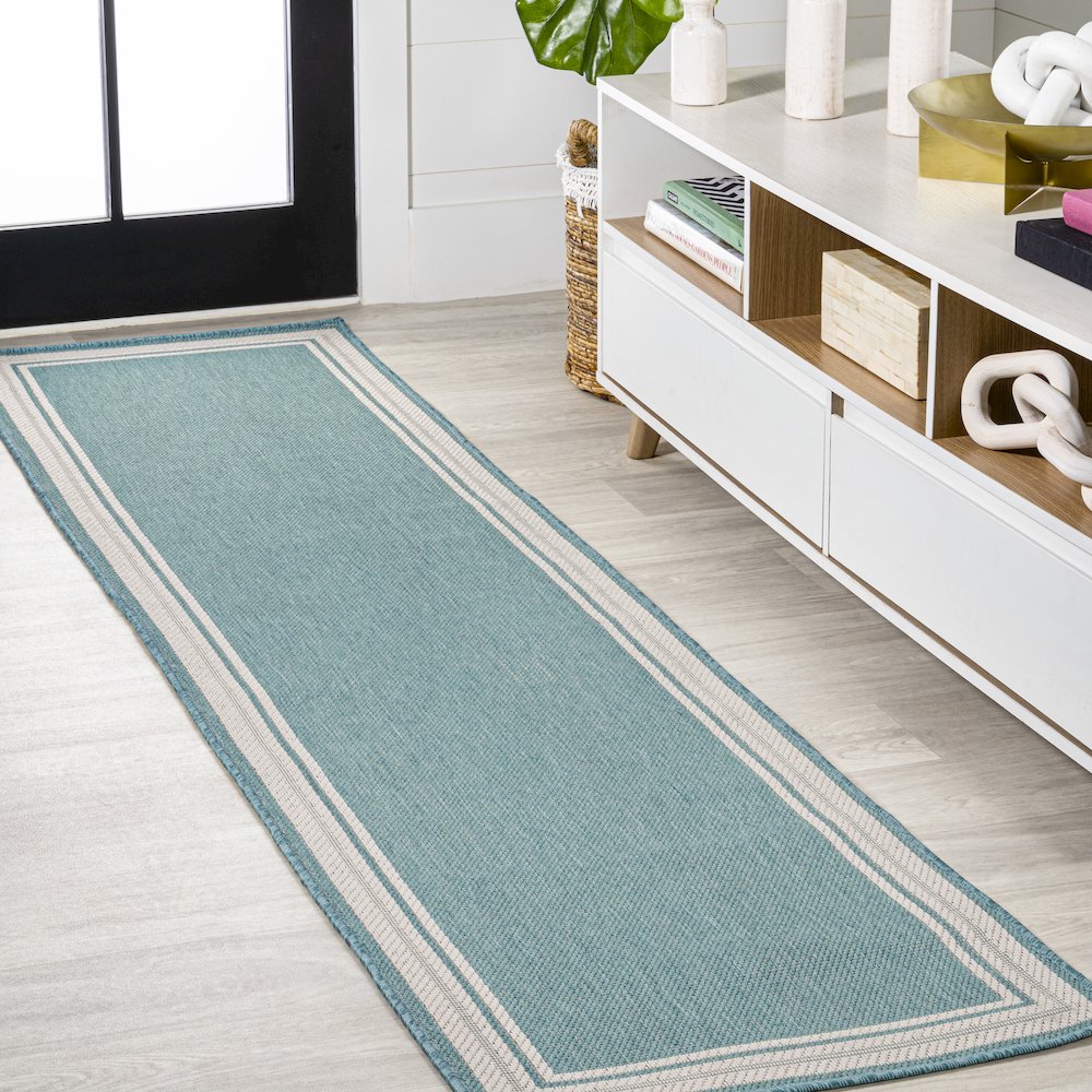 James Modern Border Stripe Indoor/Outdoor Area Rug