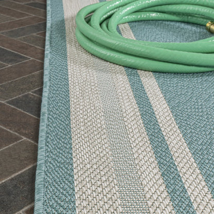 James Modern Border Stripe Indoor/Outdoor Area Rug