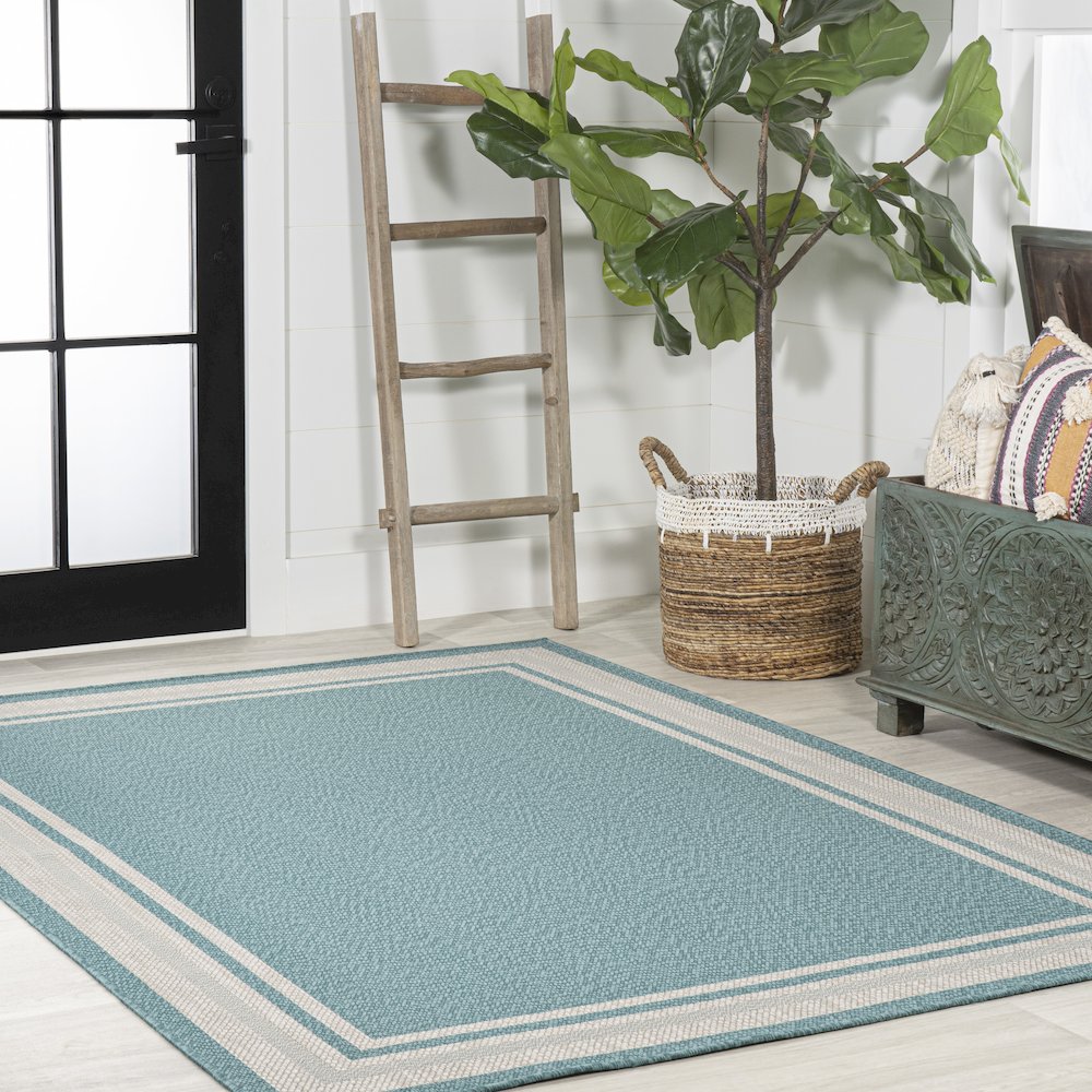 James Modern Border Stripe Indoor/Outdoor Area Rug