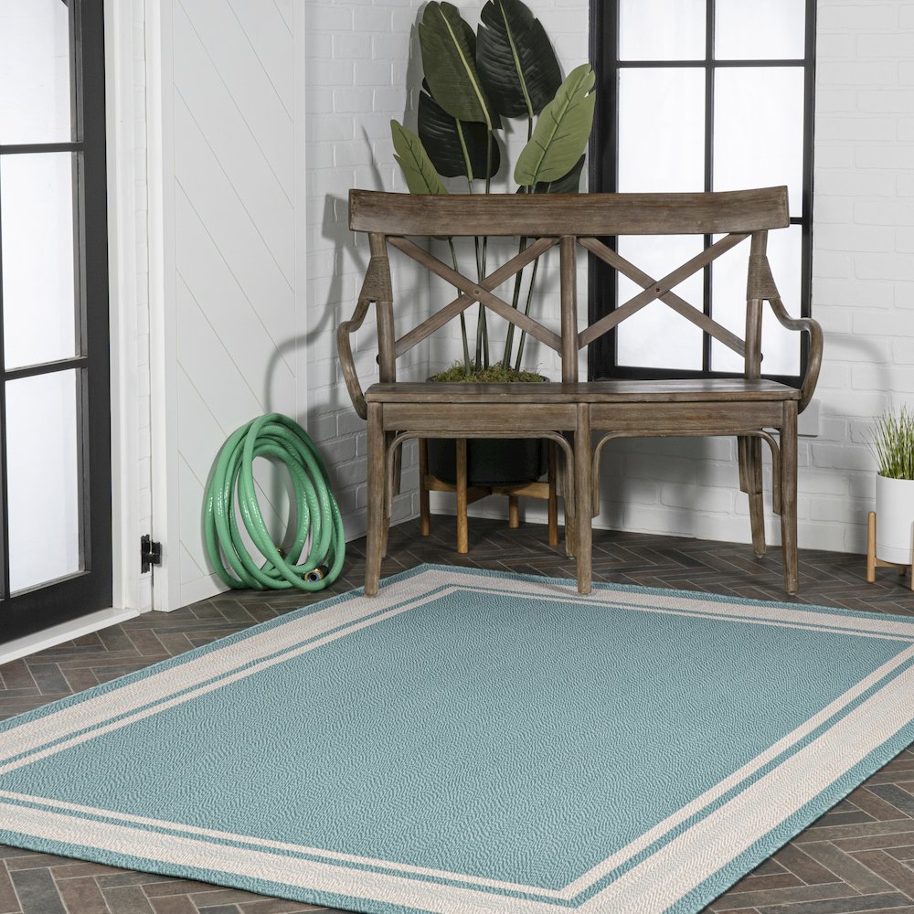 James Modern Border Stripe Indoor/Outdoor Area Rug