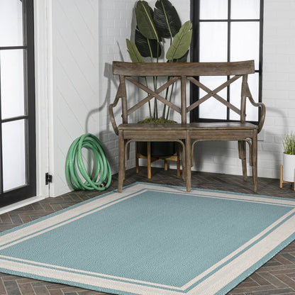 James Modern Border Stripe Indoor/Outdoor Area Rug