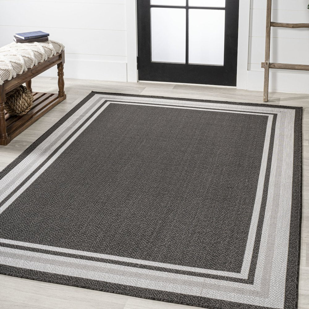 James Modern Border Stripe Indoor/Outdoor Area Rug