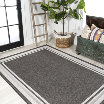 James Modern Border Stripe Indoor/Outdoor Area Rug