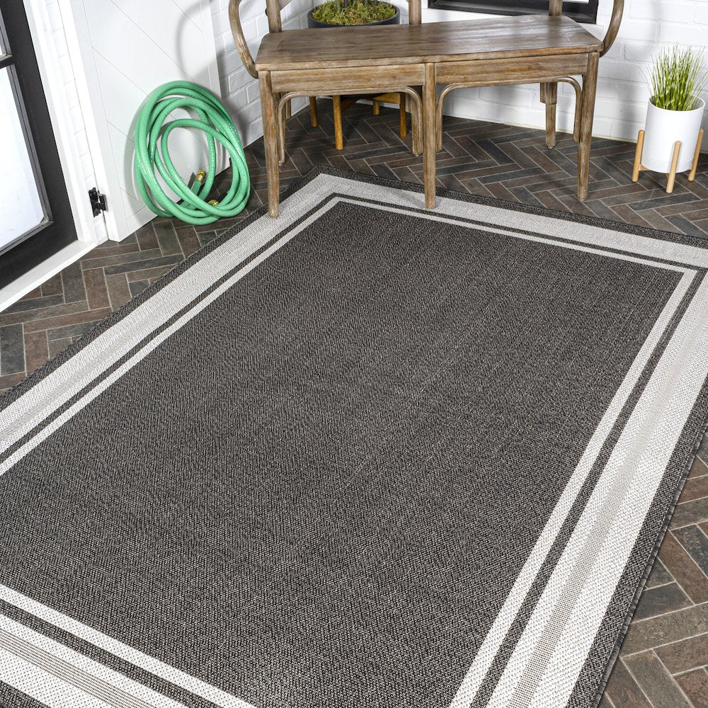 James Modern Border Stripe Indoor/Outdoor Area Rug