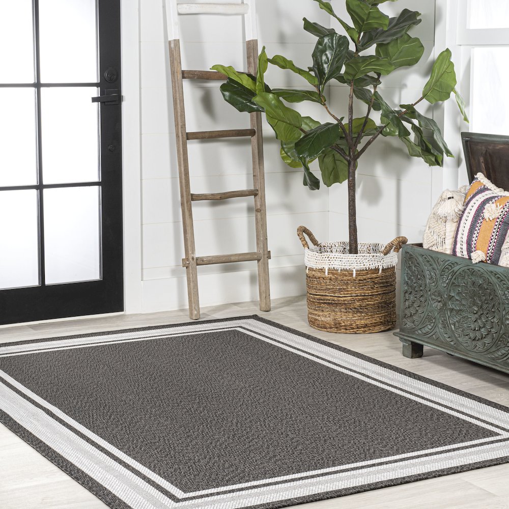 James Modern Border Stripe Indoor/Outdoor Area Rug