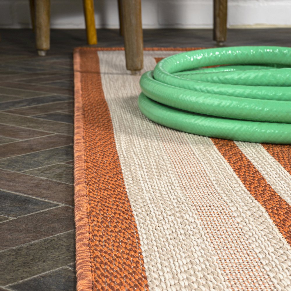 James Modern Border Stripe Indoor/Outdoor Area Rug