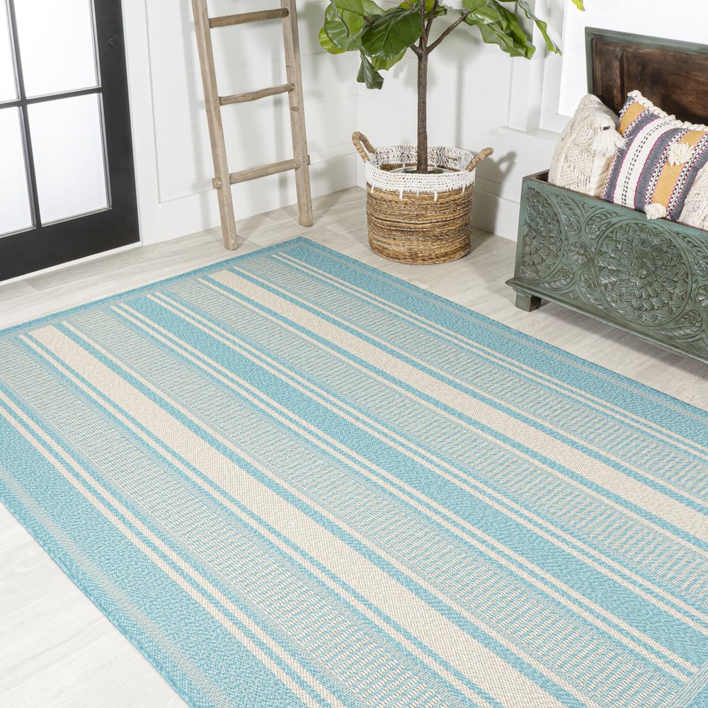 Haynes Modern Double Stripe Indoor/Outdoor Area Rug