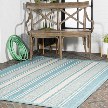 Haynes Modern Double Stripe Indoor/Outdoor Area Rug