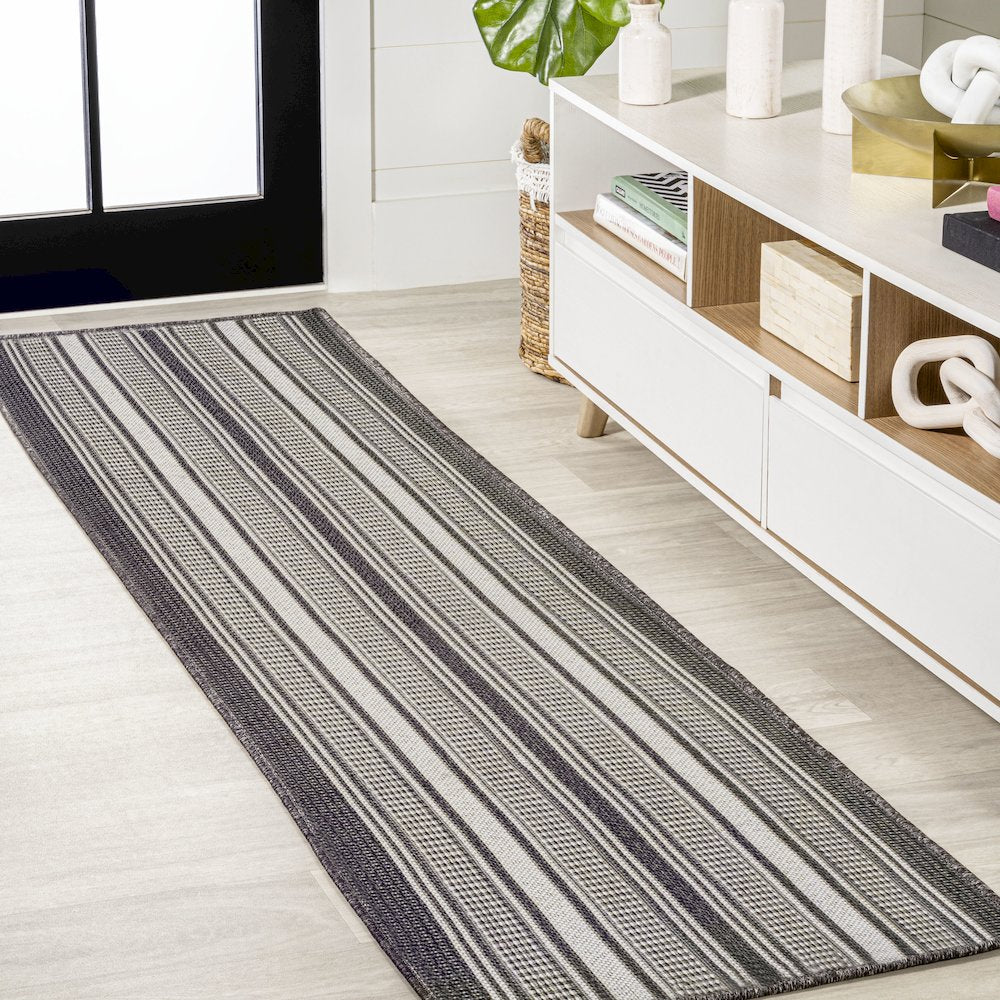 Haynes Modern Double Stripe Indoor/Outdoor Area Rug