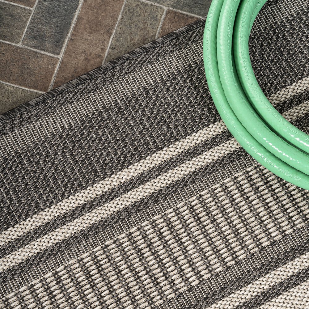 Haynes Modern Double Stripe Indoor/Outdoor Area Rug