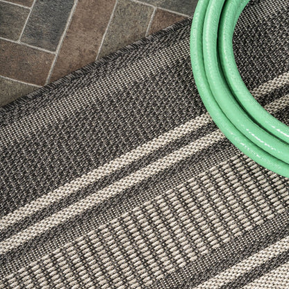 Haynes Modern Double Stripe Indoor/Outdoor Area Rug
