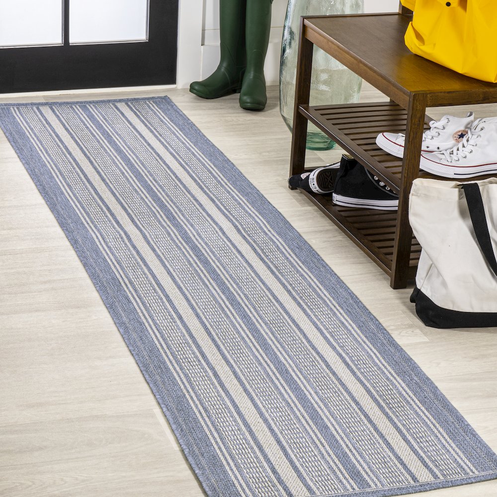 Haynes Modern Double Stripe Indoor/Outdoor Area Rug