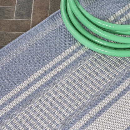 Haynes Modern Double Stripe Indoor/Outdoor Area Rug