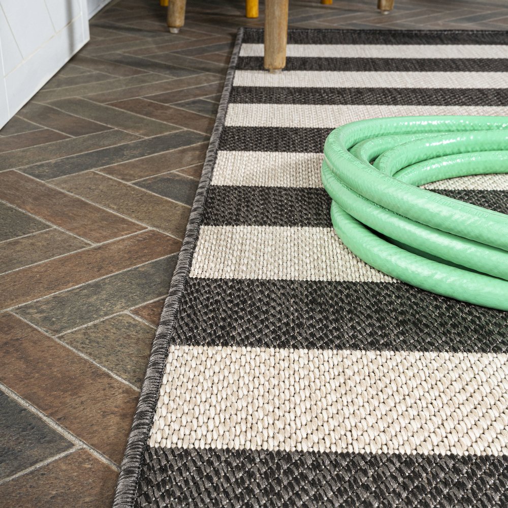 Negril Two Tone Wide Stripe Indoor/Outdoor Area Rug