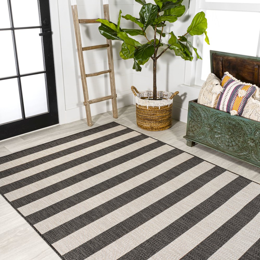 Negril Two Tone Wide Stripe Indoor/Outdoor Area Rug