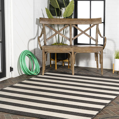 Negril Two Tone Wide Stripe Indoor/Outdoor Area Rug