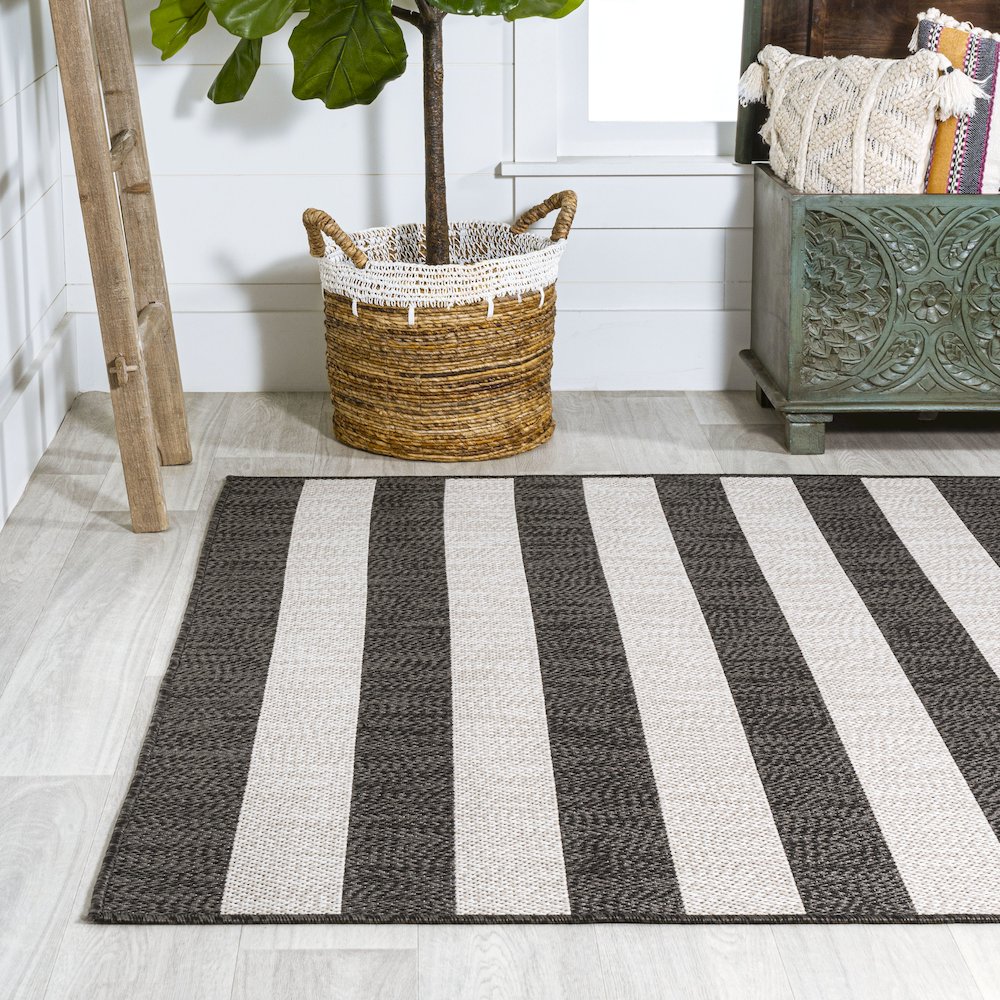 Negril Two Tone Wide Stripe Indoor/Outdoor Area Rug