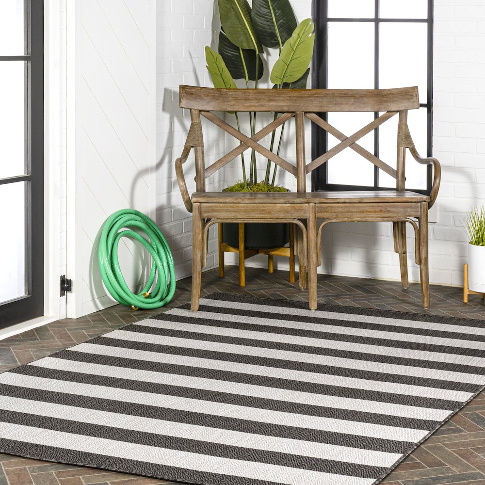 Negril Two Tone Wide Stripe Indoor/Outdoor Area Rug