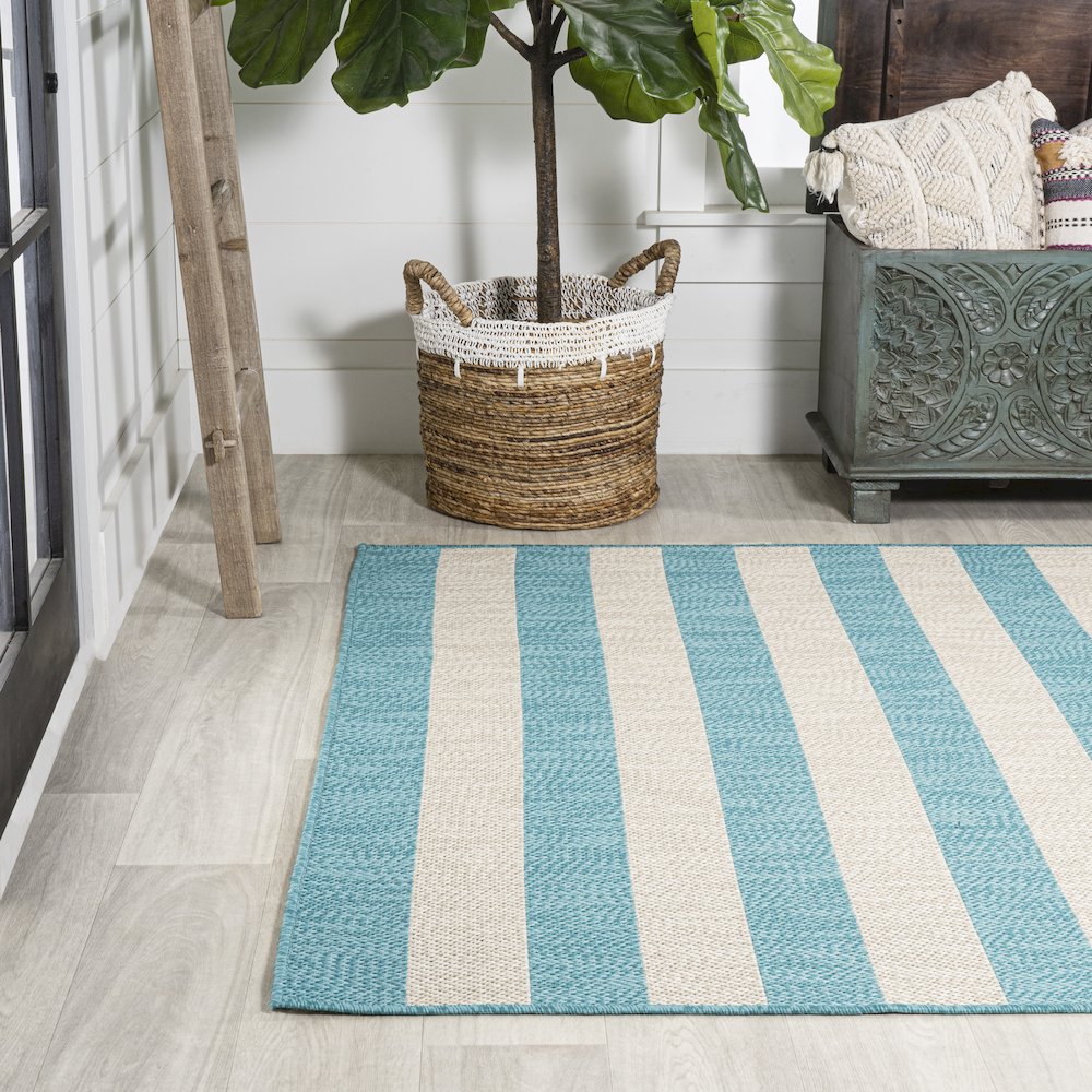 Negril Two Tone Wide Stripe Indoor/Outdoor Area Rug