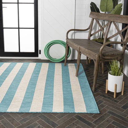 Negril Two Tone Wide Stripe Indoor/Outdoor Area Rug