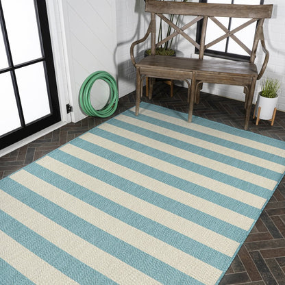 Negril Two Tone Wide Stripe Indoor/Outdoor Area Rug