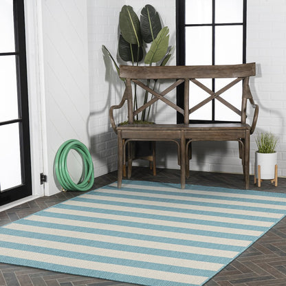 Negril Two Tone Wide Stripe Indoor/Outdoor Area Rug