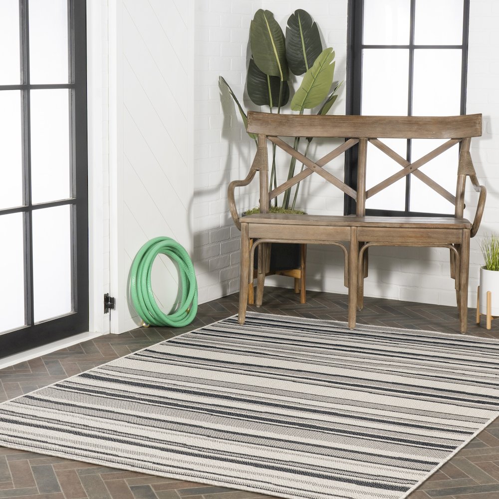 Castara Wavy Stripe Modern Indoor/Outdoor Area Rug