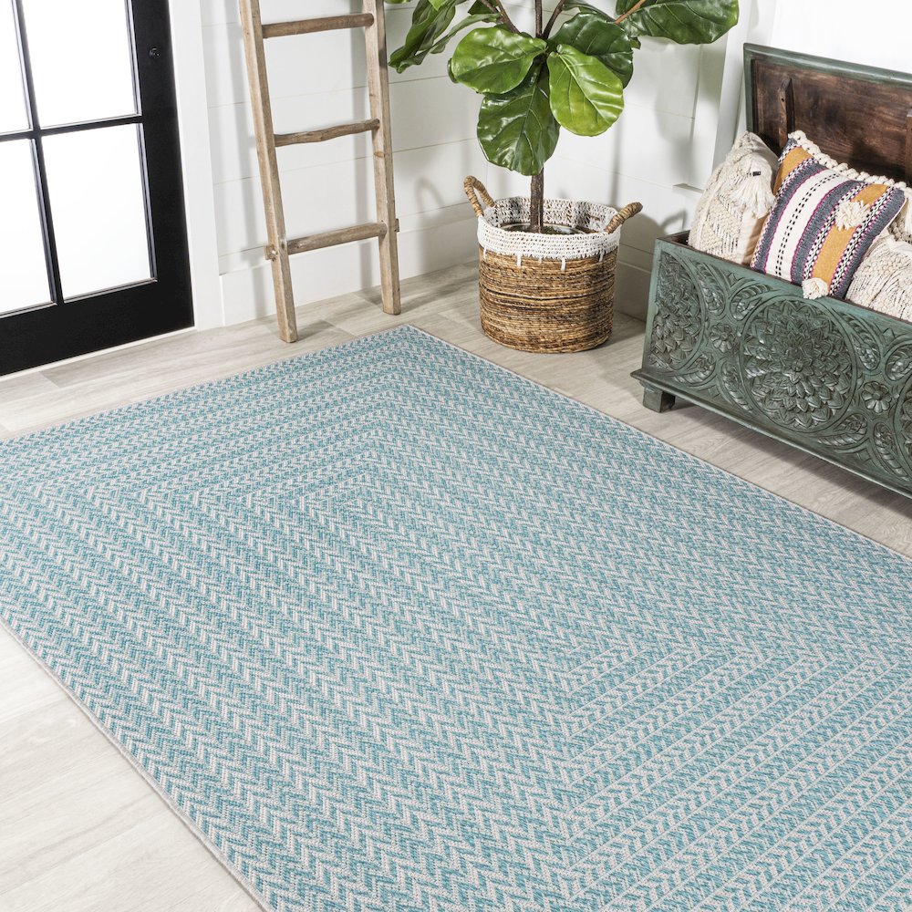 Chevron Modern Concentric Squares Indoor/Outdoor Area Rug