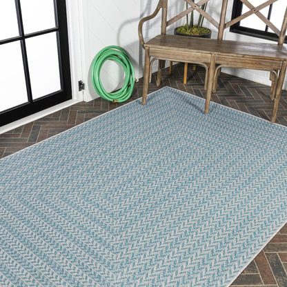 Chevron Modern Concentric Squares Indoor/Outdoor Area Rug