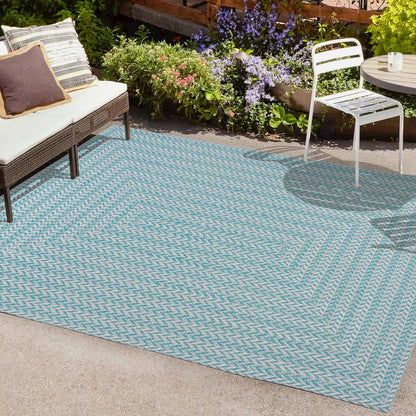 Chevron Modern Concentric Squares Indoor/Outdoor Area Rug