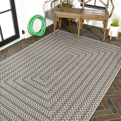 Chevron Modern Concentric Squares Indoor/Outdoor Area Rug