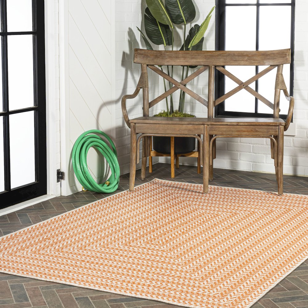 Chevron Modern Concentric Squares Indoor/Outdoor Area Rug