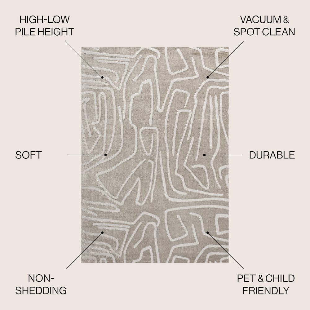 Alcina Modern Scandinavian Graphic Lines High-Low Area Rug