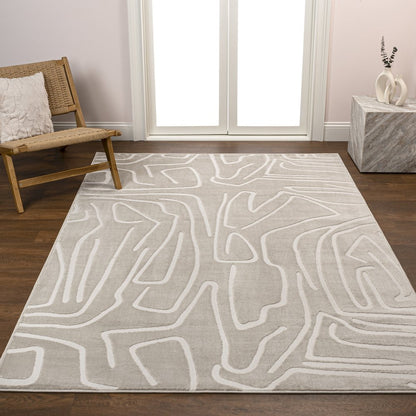 Alcina Modern Scandinavian Graphic Lines High-Low Area Rug