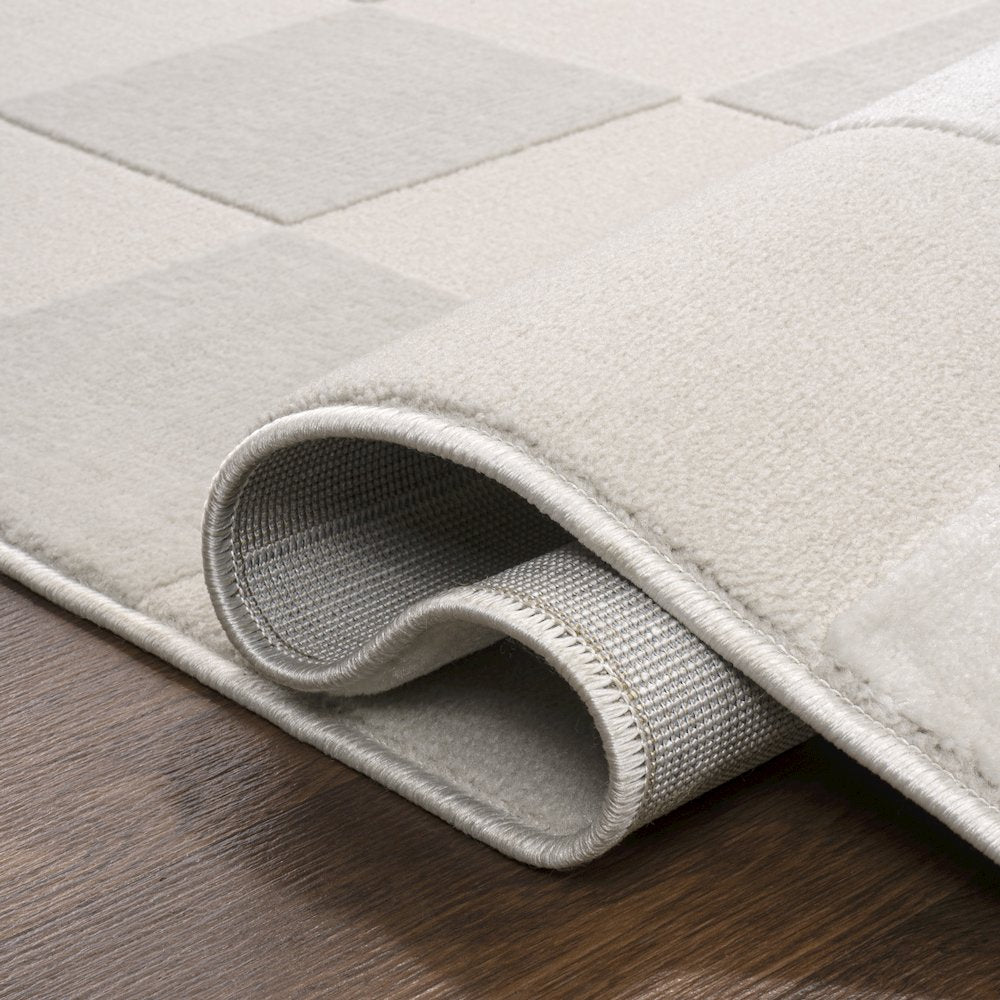 Thea Modern Geometric Checkerboard High-Low Area Rug