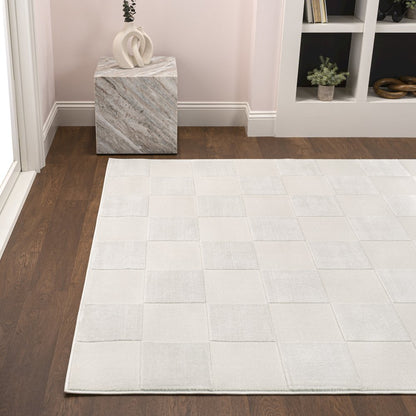 Thea Modern Geometric Checkerboard High-Low Area Rug