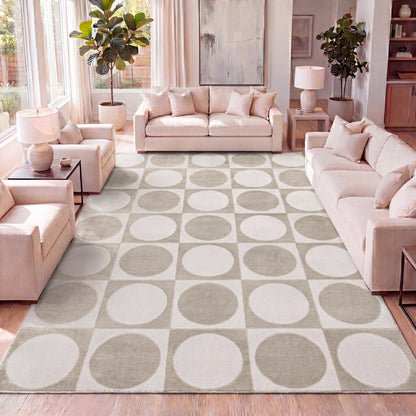Helena Modern Geometric Circles In Squares High-Low Area Rug